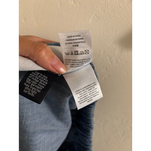 J. Crew Pants Women's 12 Petite Wide Leg Crop Chambray Blue Relax Fit High Rise - Picture 9 of 9